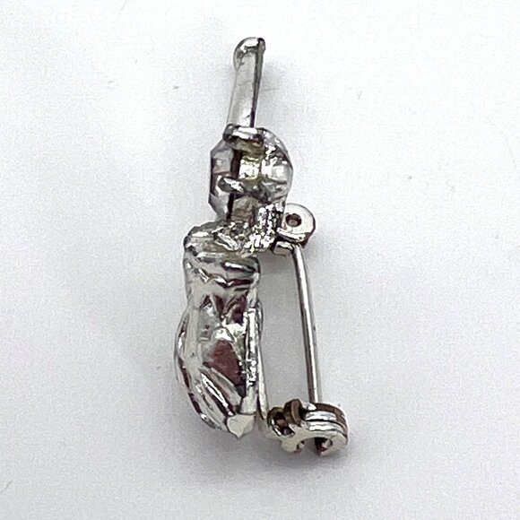 Tobacco Smoking Pipe Silver Tone Brooch Lapel Pin Tie Tack With Rhinestone - Picture 6 of 11